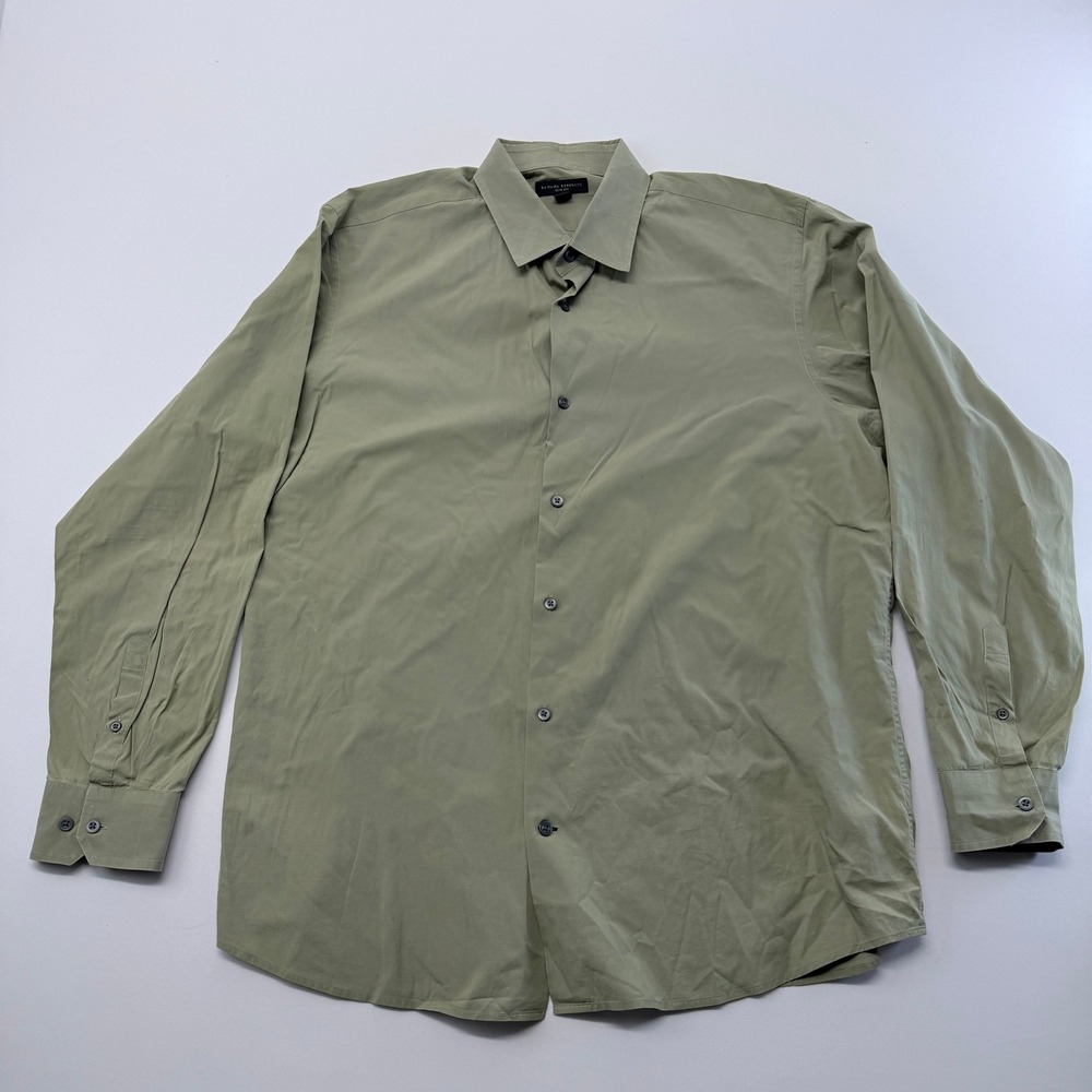 Banana Republic Mens XL Slim Fit Button Up Shirt Sage Green Cotton Stretch LS